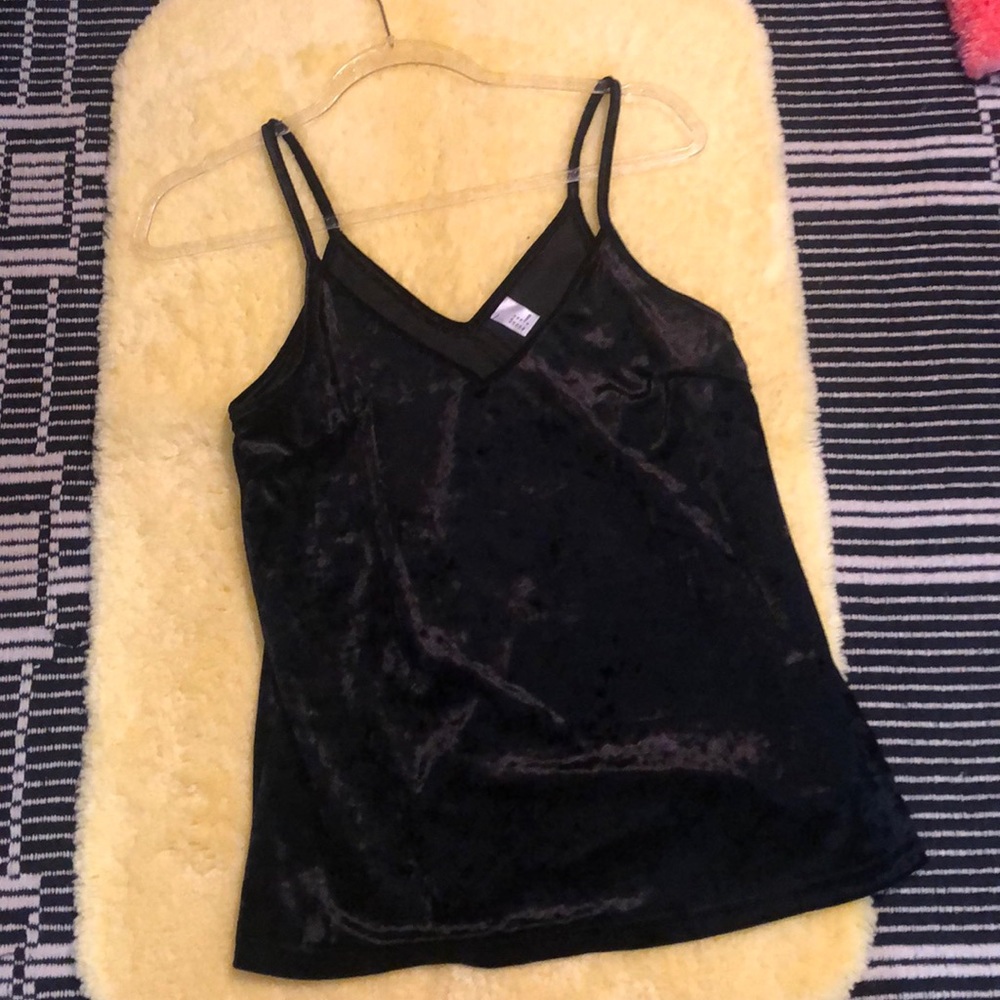 Velvet Black Strappy Tank Top